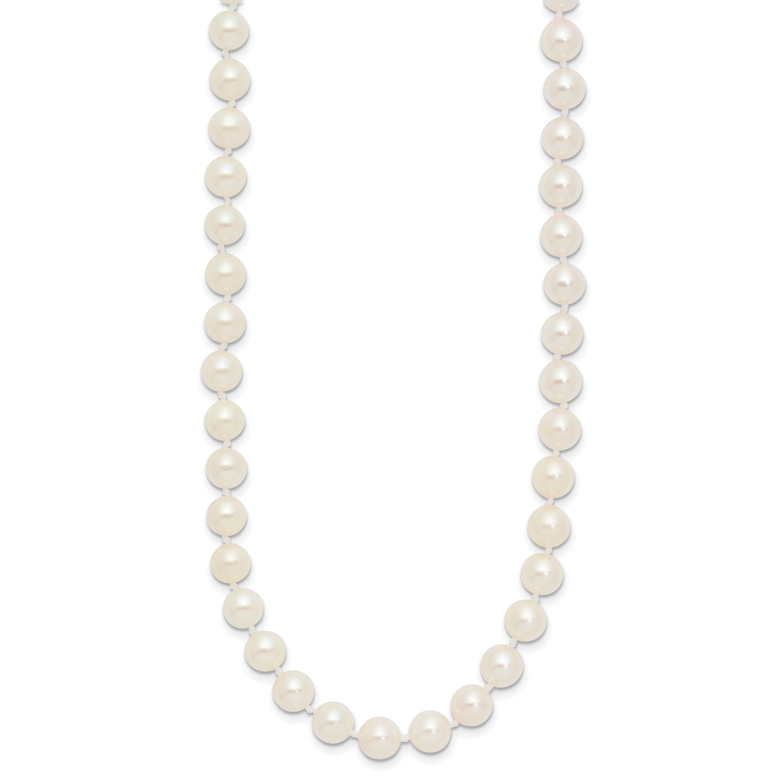 14k 6-7mm White Round Akoya Saltwater Cultured Pearl 24 inch Necklace