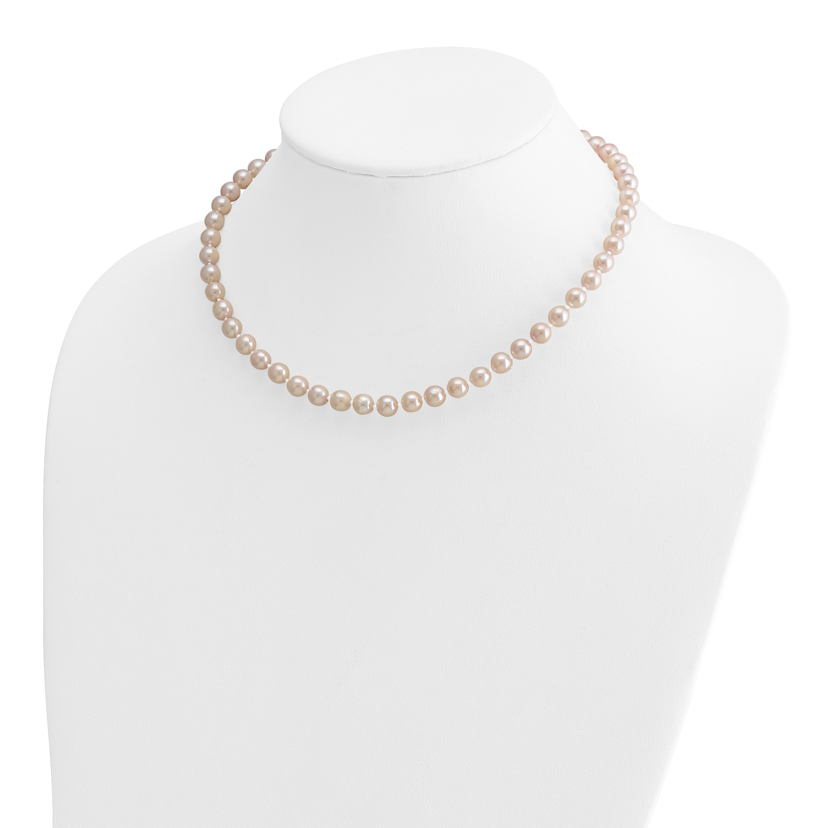 14k 6-7mm White Round Akoya Saltwater Cultured Pearl 16 inch Necklace