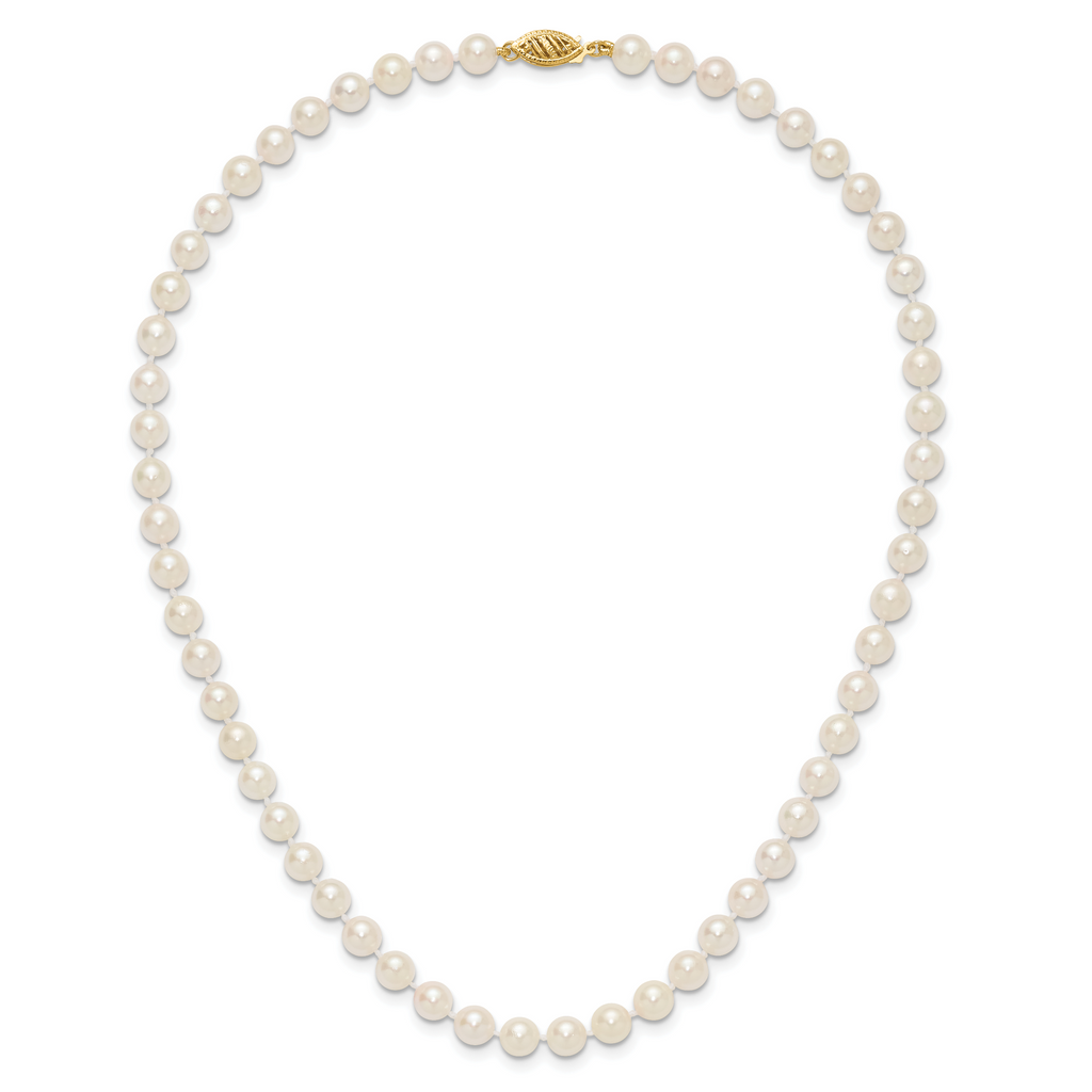 14k 6-7mm White Round Akoya Saltwater Cultured Pearl Necklace