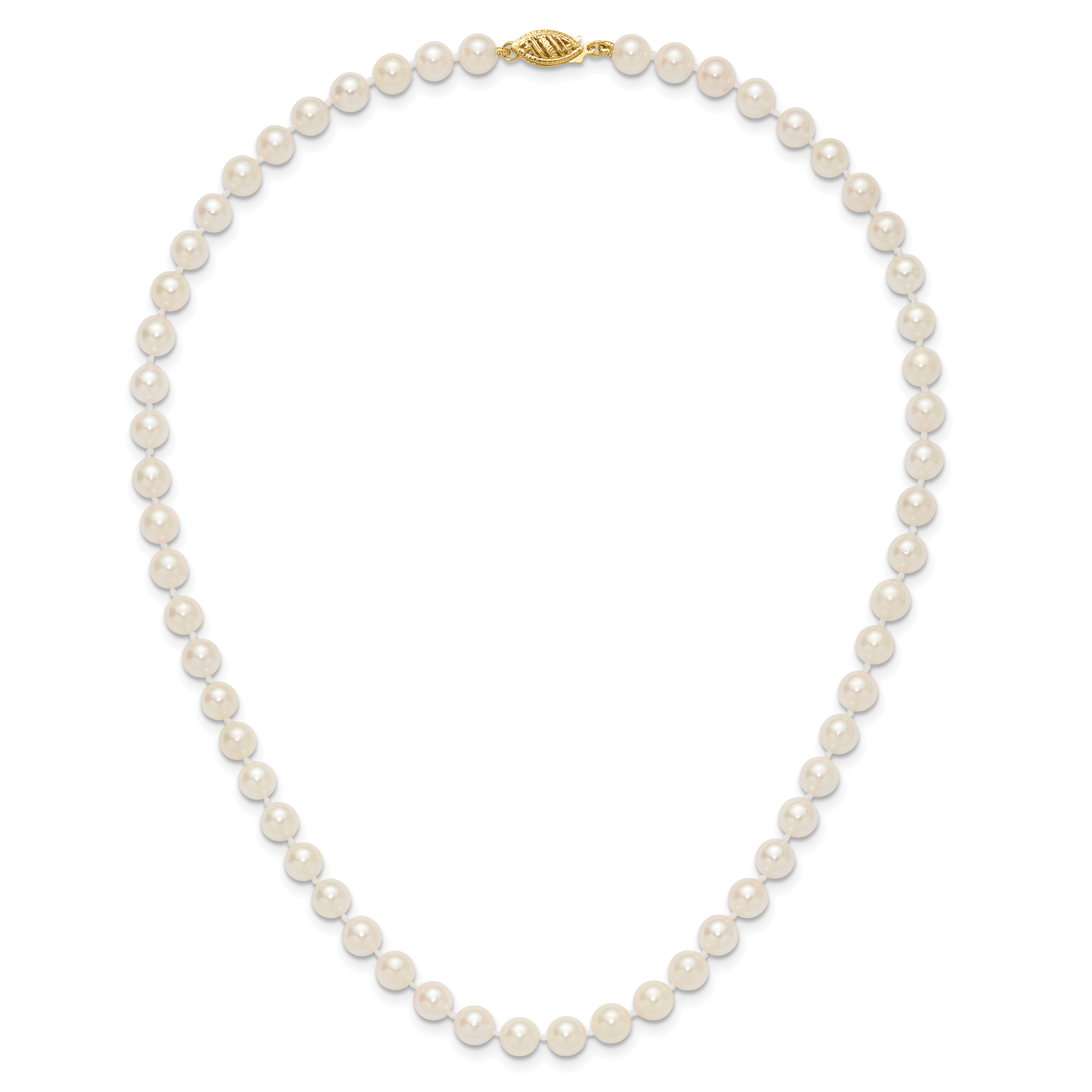 14k 6-7mm White Round Akoya Saltwater Cultured Pearl Necklace