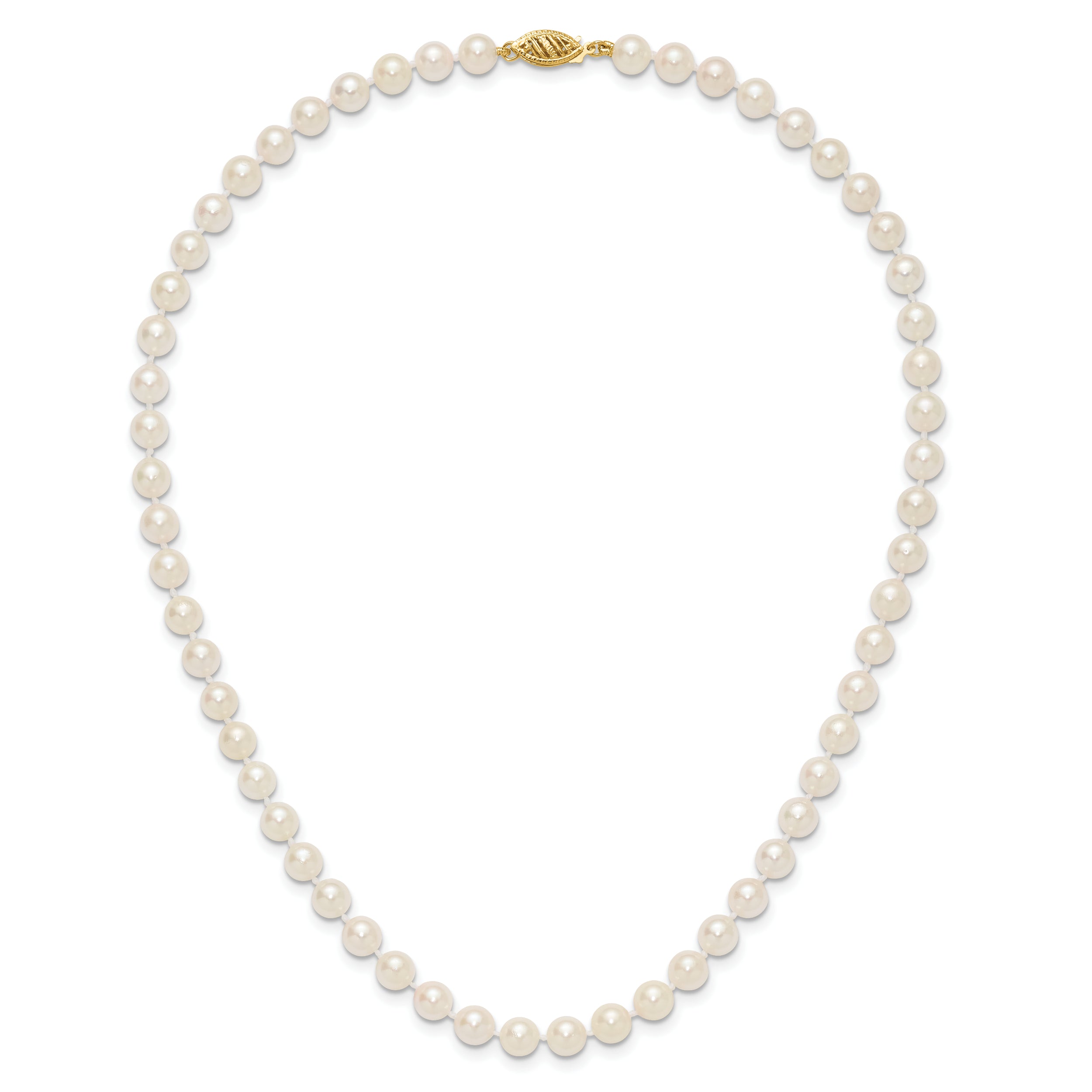 14k 6-7mm White Round Akoya Saltwater Cultured Pearl 16 inch Necklace