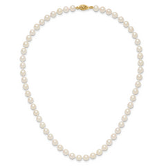 14k 6-7mm White Round Akoya Saltwater Cultured Pearl 16 inch Necklace
