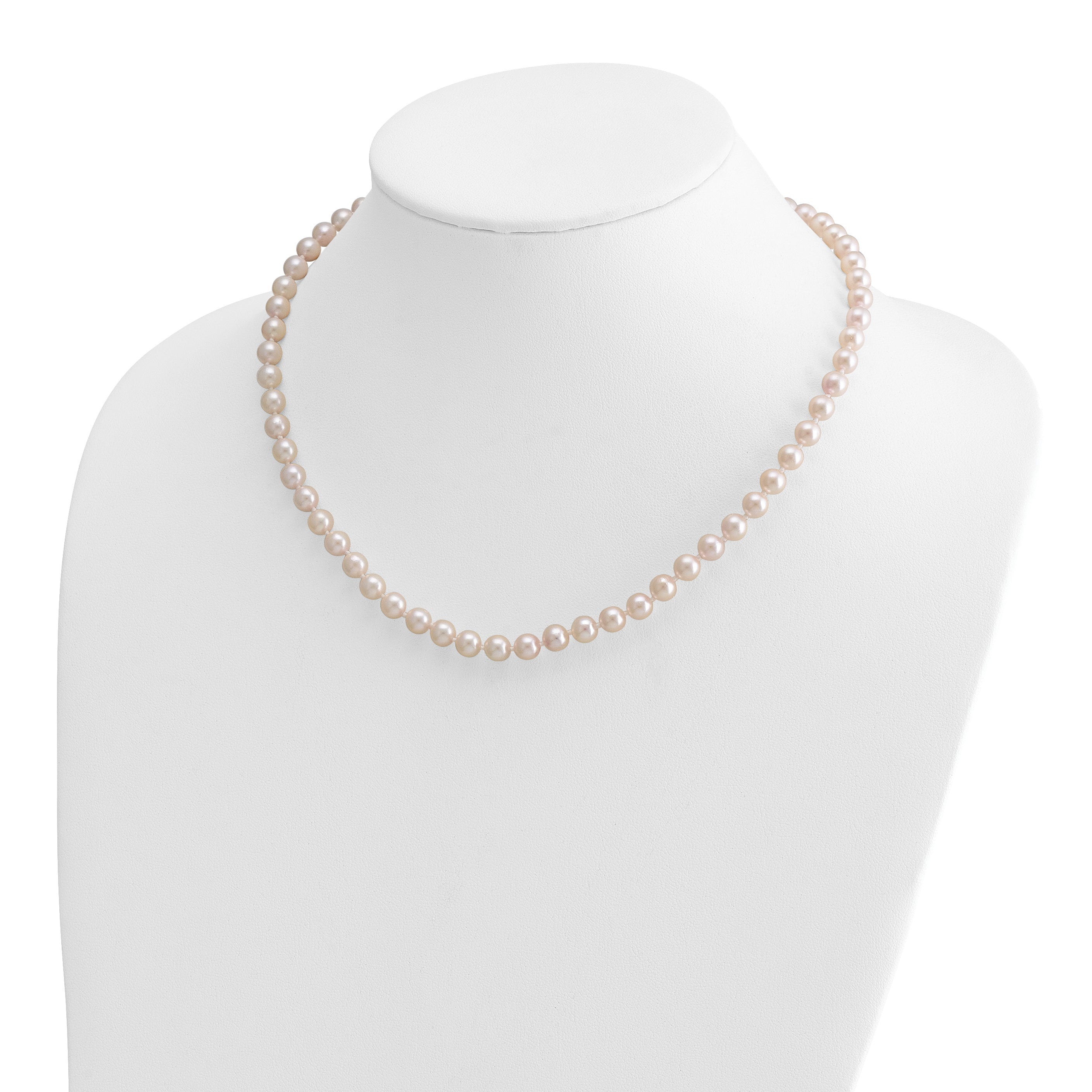 14k 6-7mm White Round Akoya Saltwater Cultured Pearl 18 inch Necklace