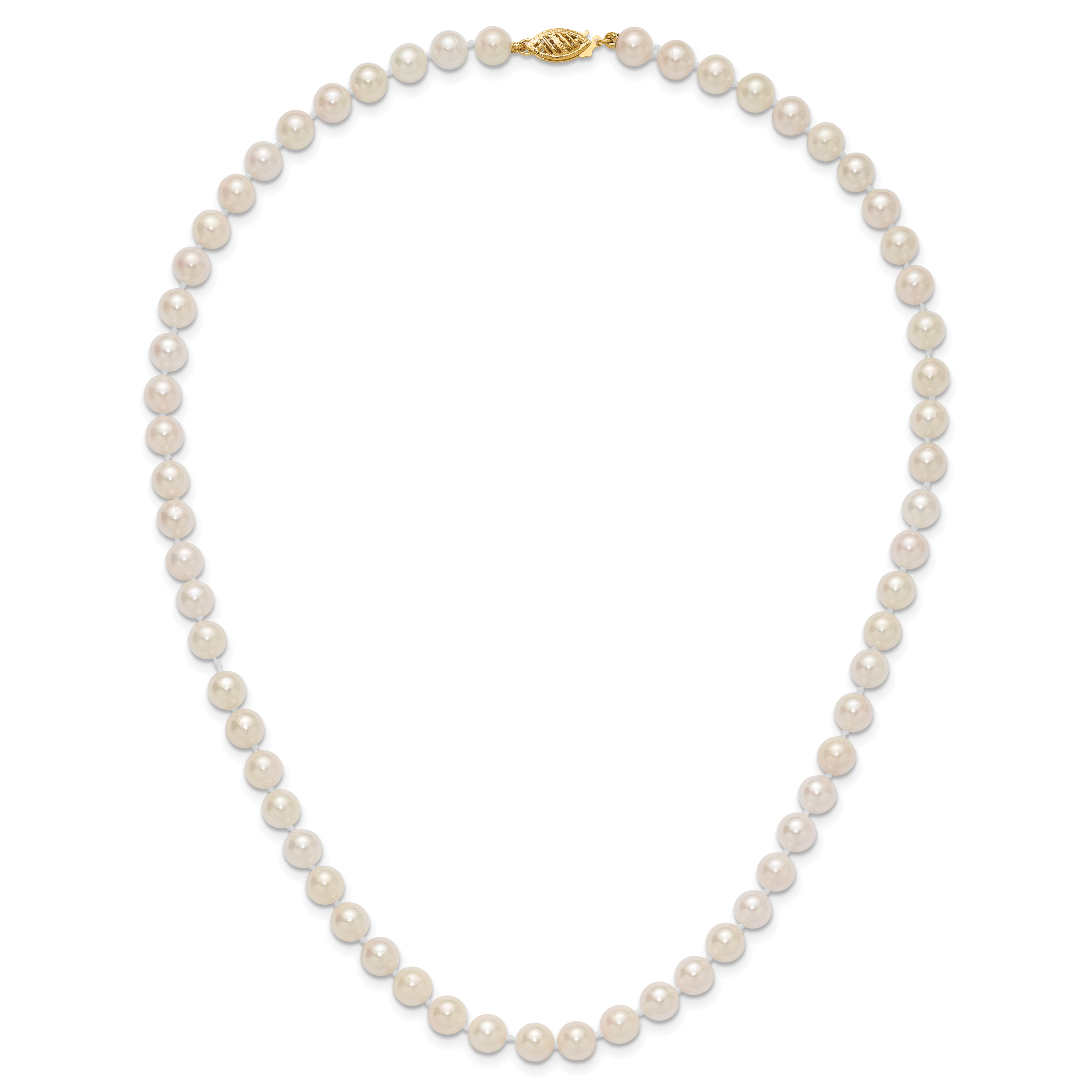 14k 6-7mm White Round Akoya Saltwater Cultured Pearl Necklace