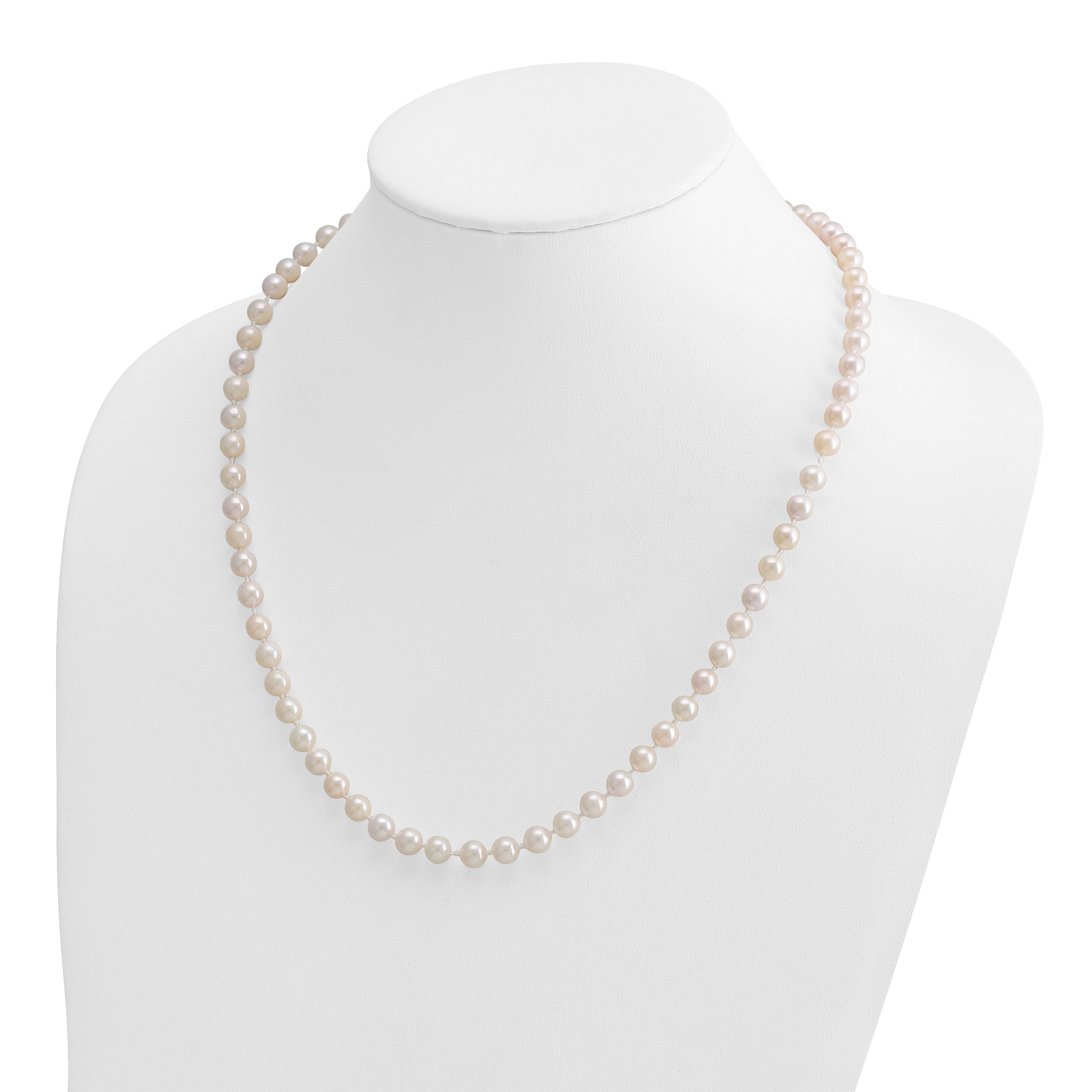 14k 6-7mm White Round Akoya Saltwater Cultured Pearl 20 inch Necklace