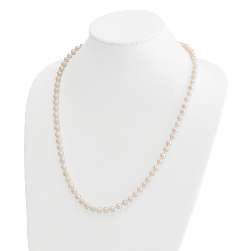 14k 6-7mm White Round Akoya Saltwater Cultured Pearl Necklace