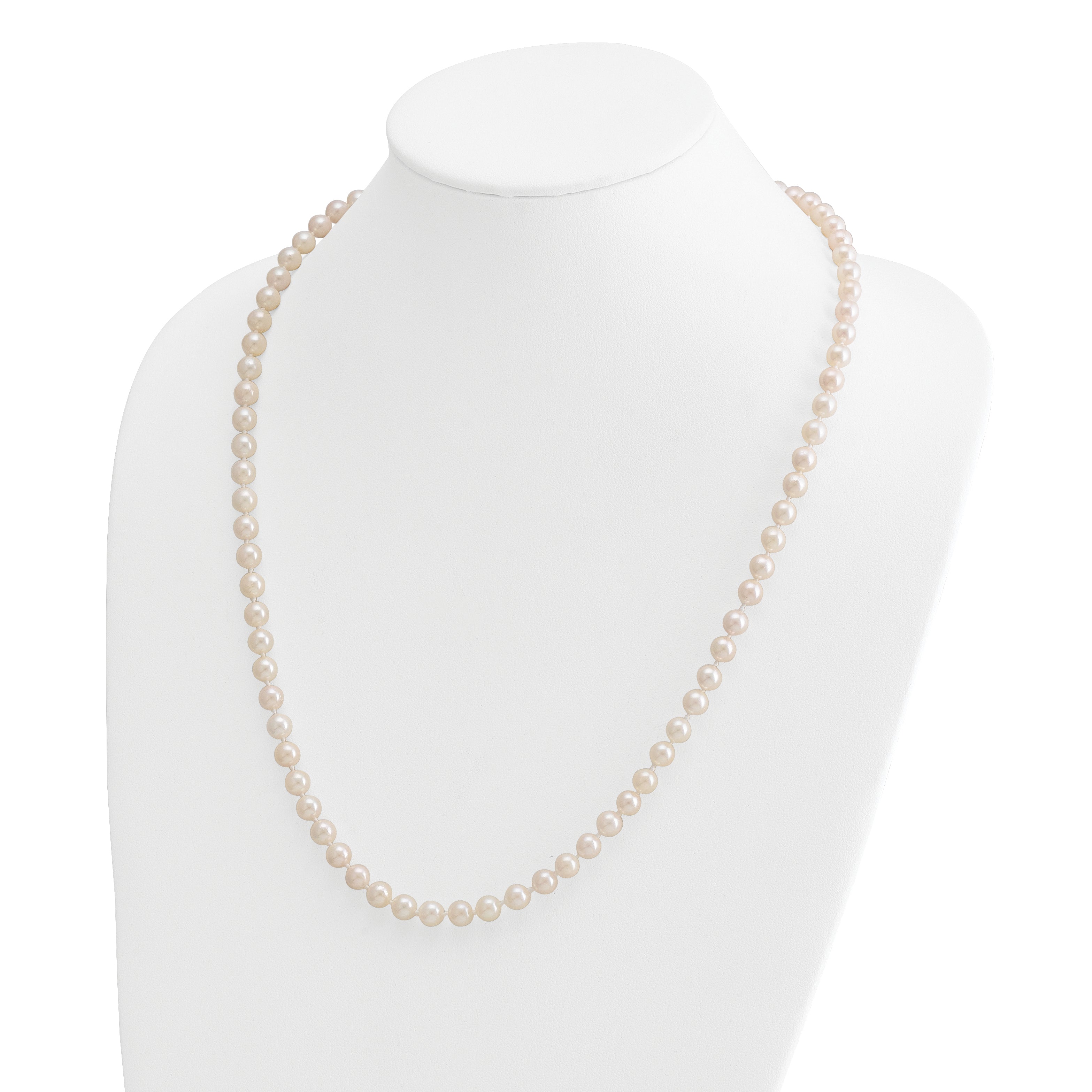 14k 6-7mm White Round Akoya Saltwater Cultured Pearl 24 inch Necklace