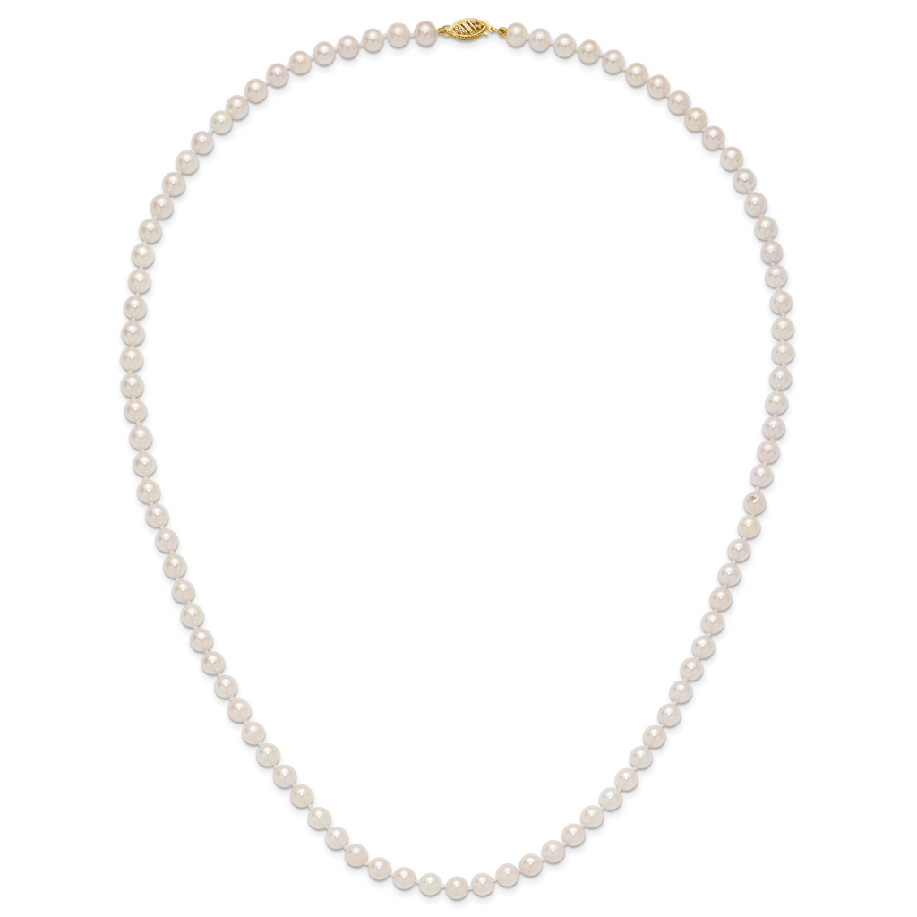 14k 6-7mm White Round Akoya Saltwater Cultured Pearl Necklace