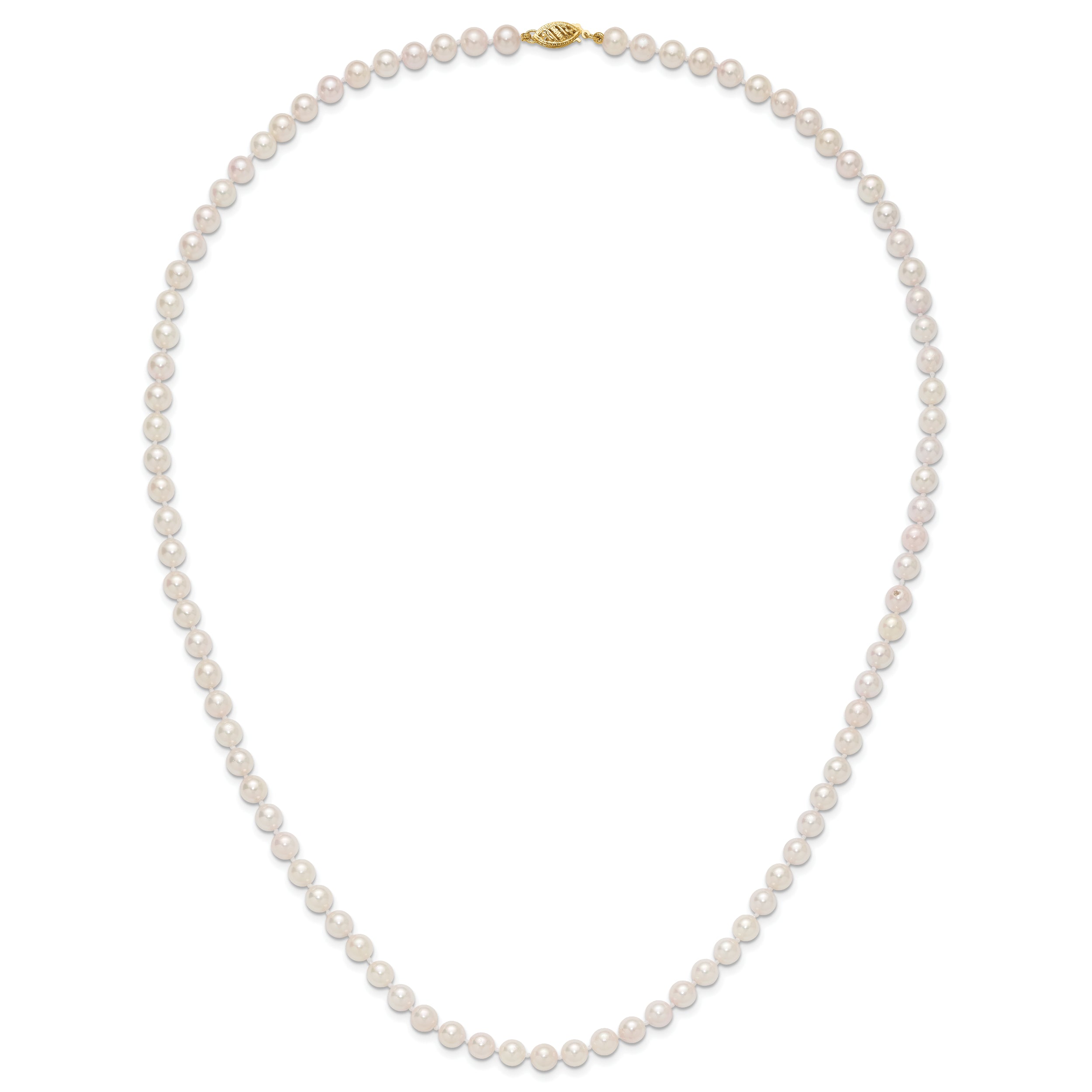 14k 6-7mm White Round Akoya Saltwater Cultured Pearl 24 inch Necklace