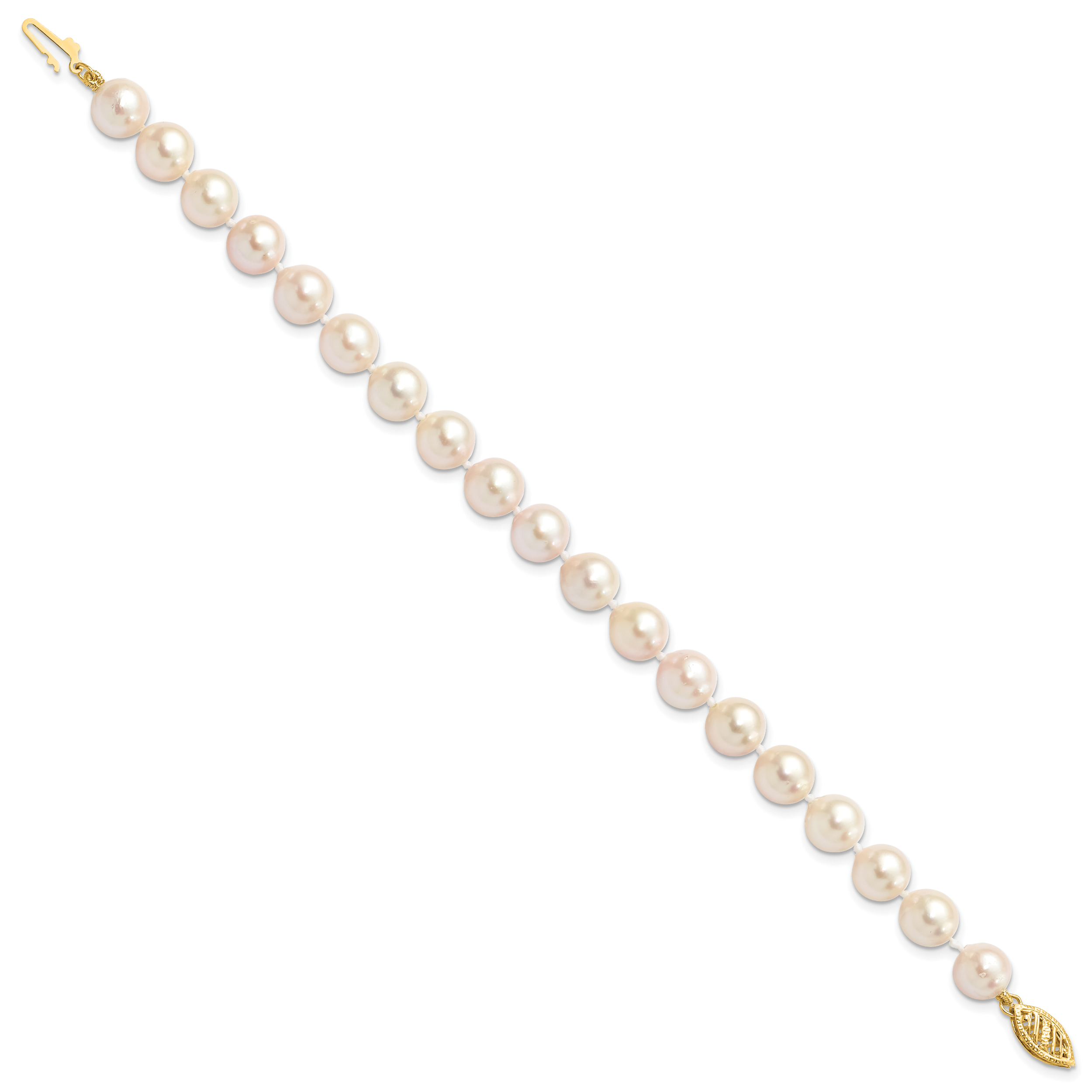 14k 7-8mm White Round Akoya Saltwater Cultured Pearl Necklace