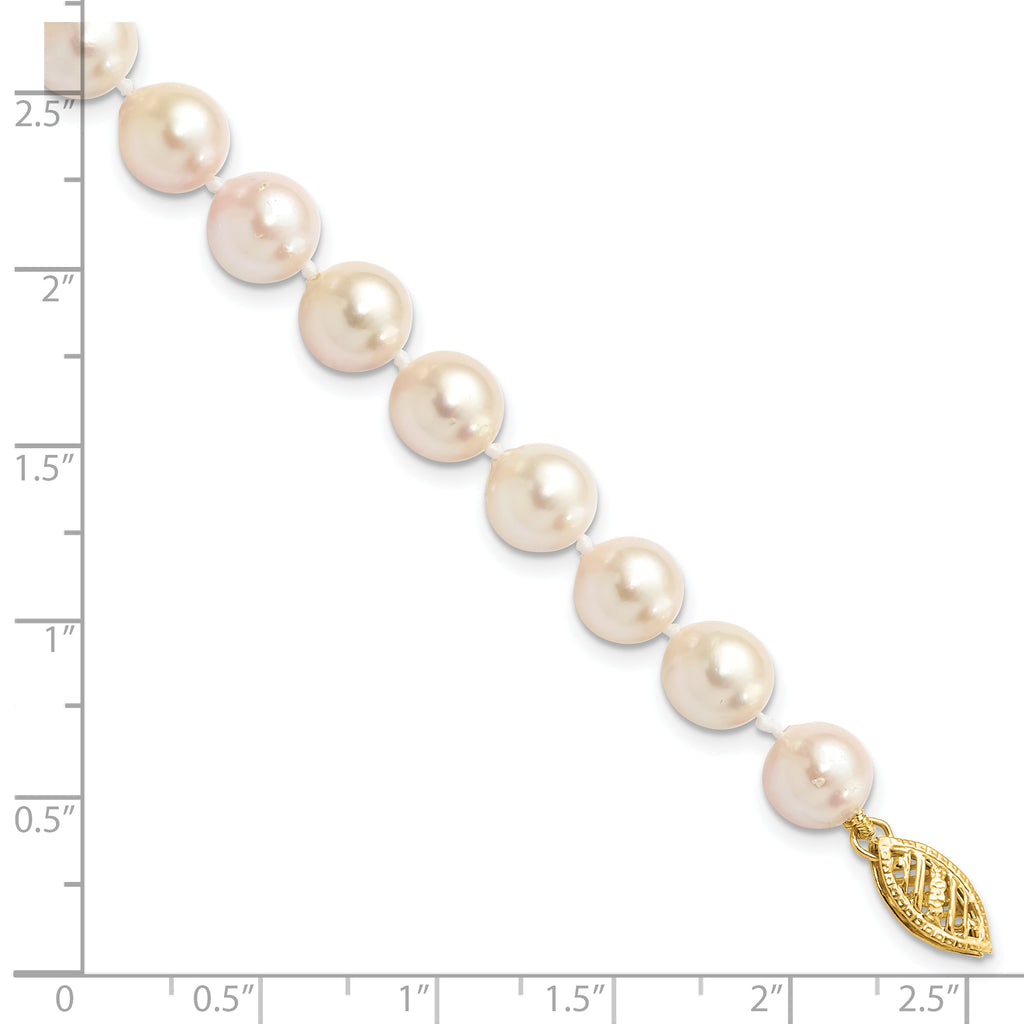 14k 7-8mm White Round Akoya Saltwater Cultured Pearl Necklace