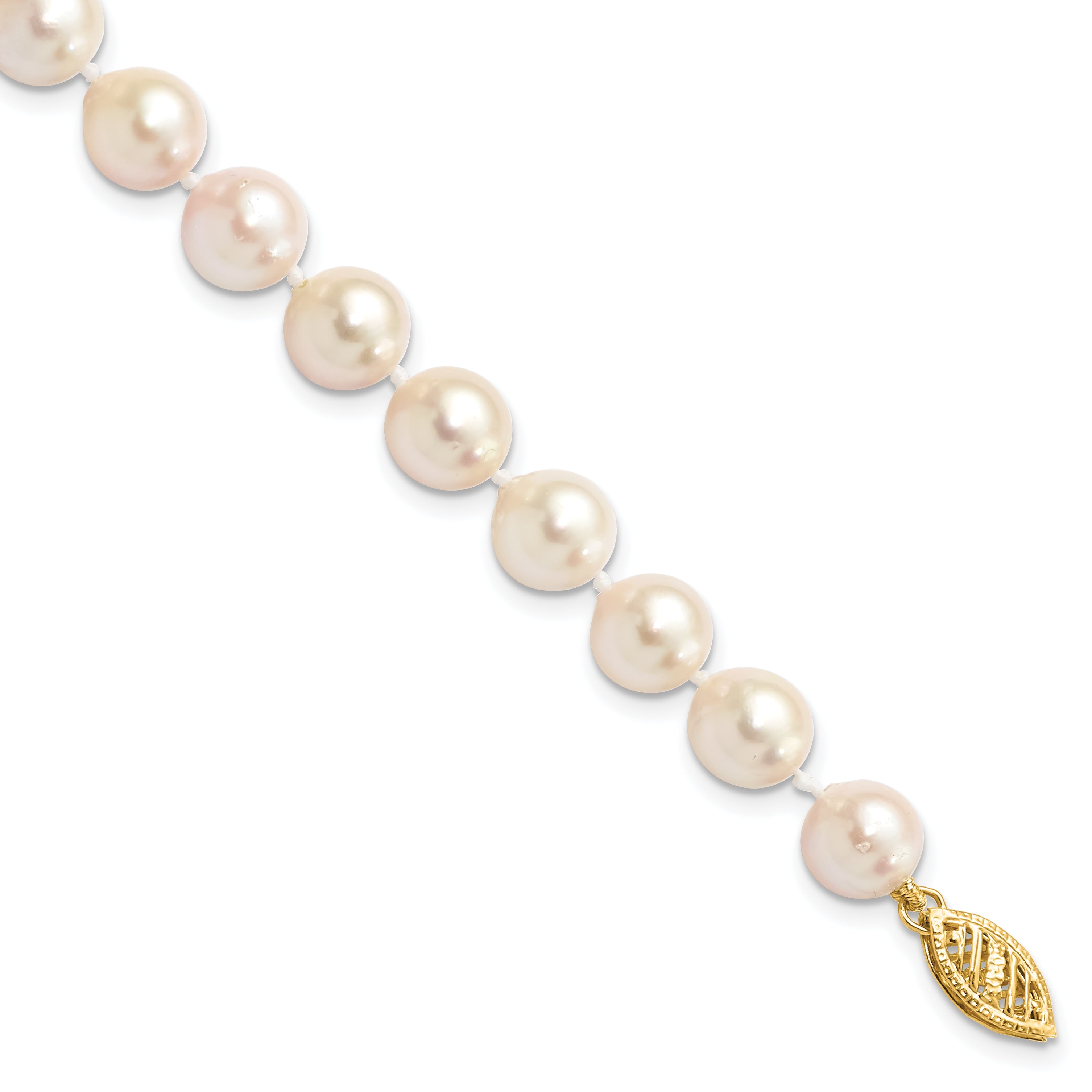 14k 7-8mm White Round Akoya Saltwater Cultured Pearl Necklace Main image