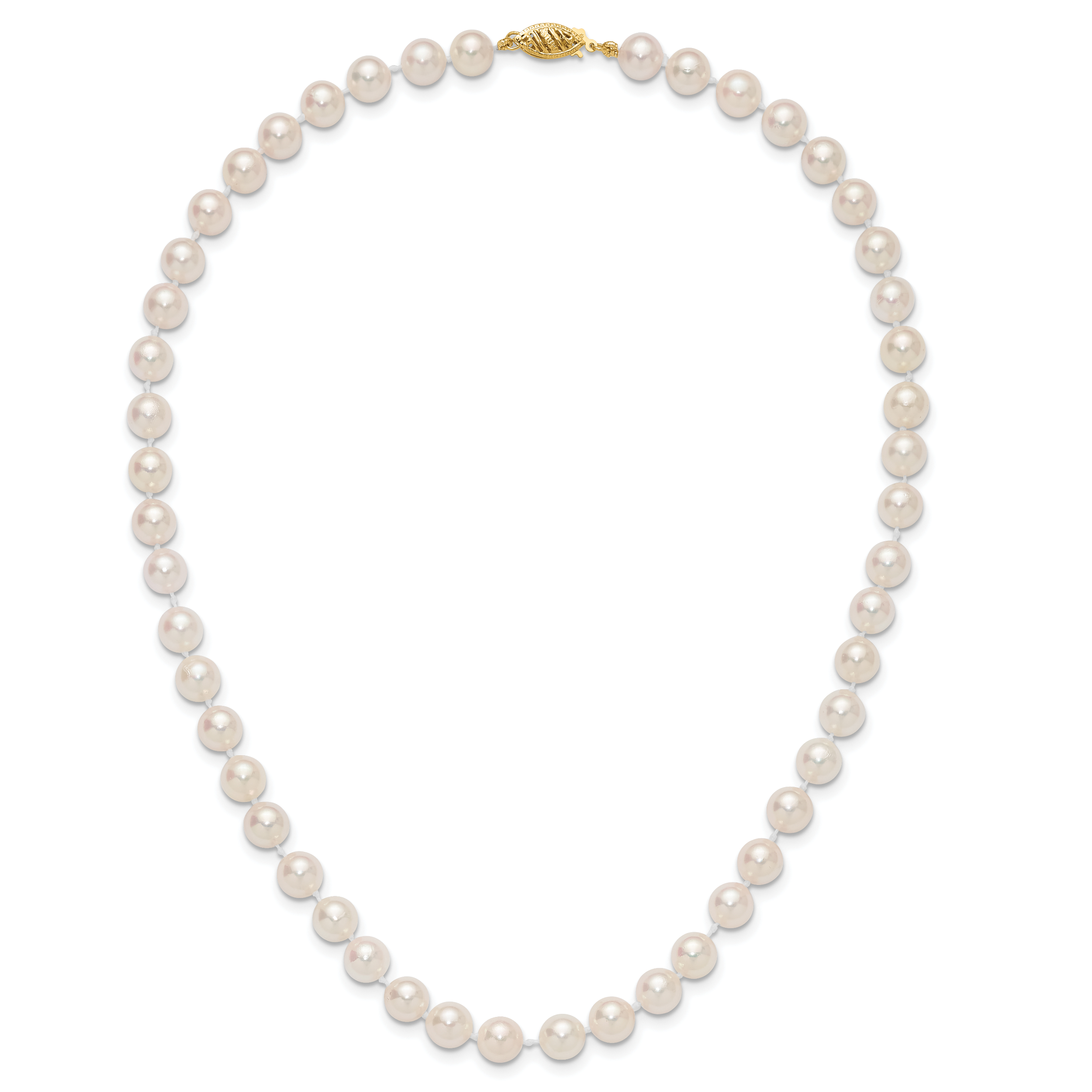 14k 7-8mm White Round Akoya Saltwater Cultured Pearl Necklace
