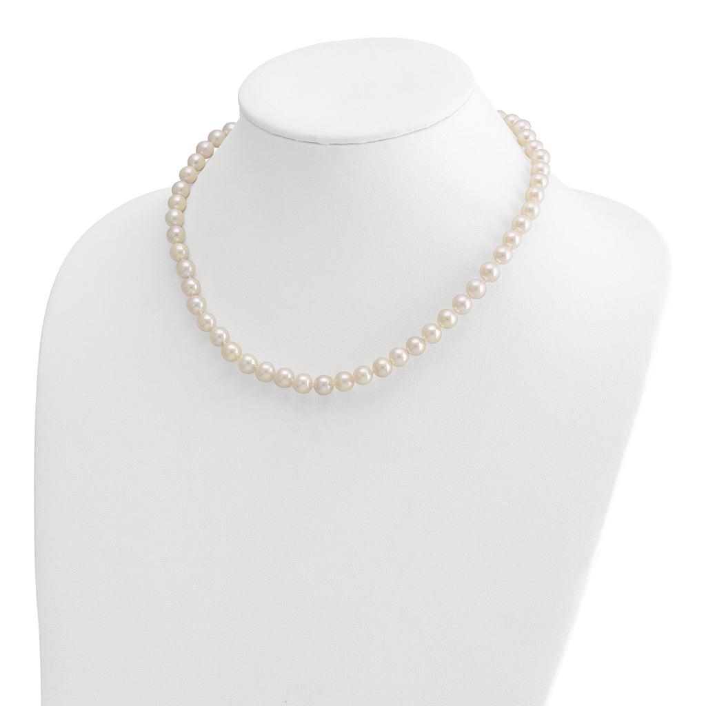 14k 7-8mm White Round Akoya Saltwater Cultured Pearl Necklace