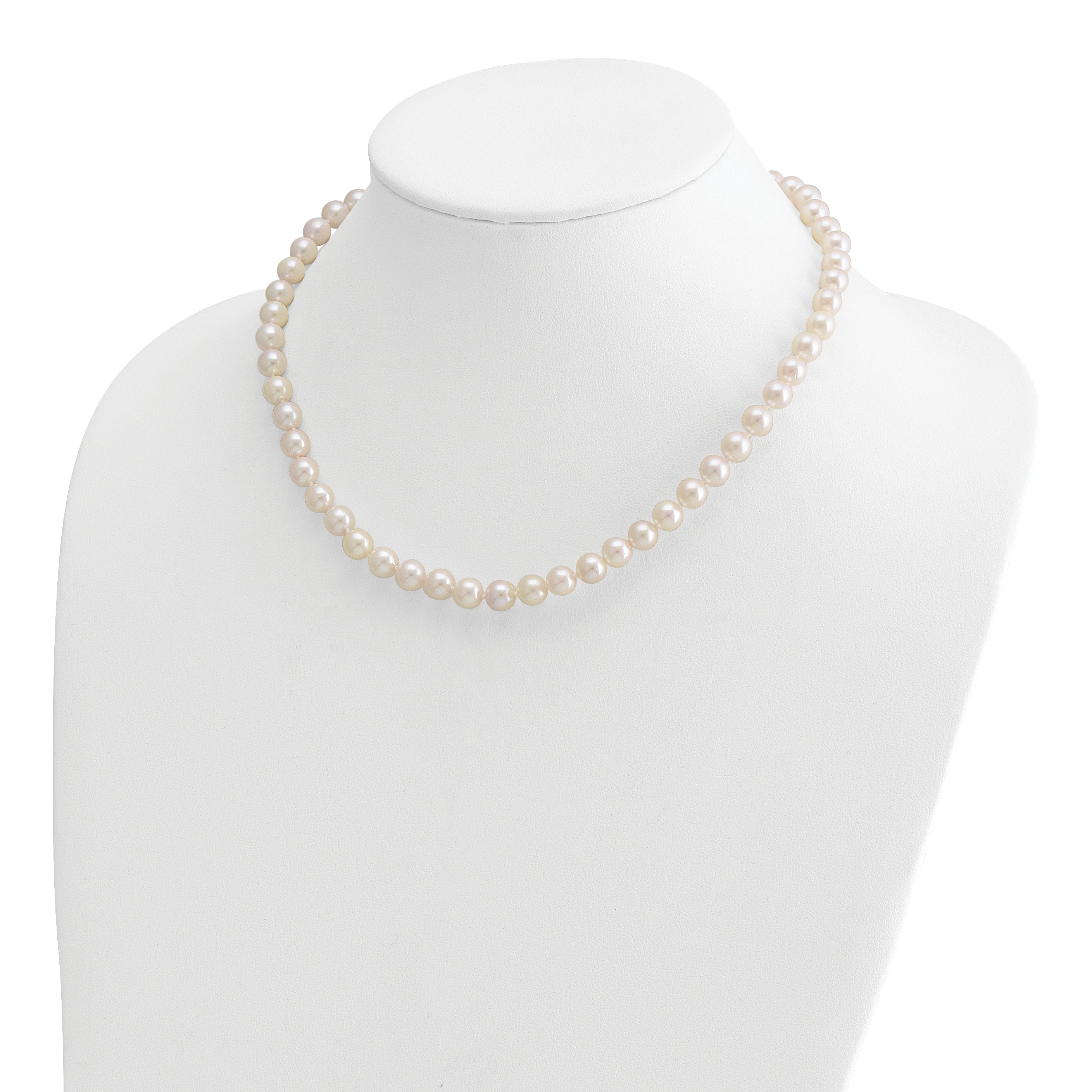 14k 7-8mm White Round Akoya Saltwater Cultured Pearl Necklace