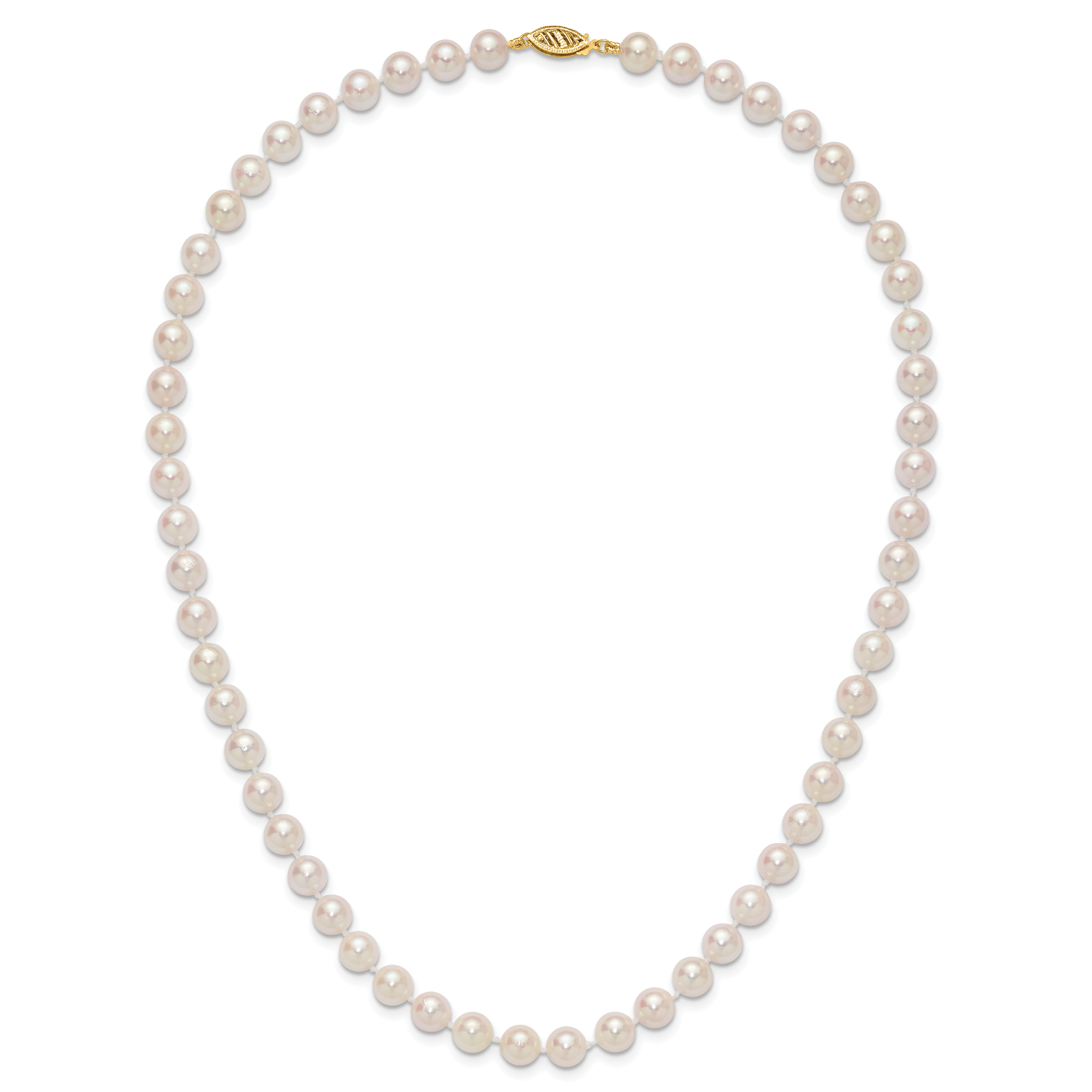 14k 7-8mm White Round Akoya Saltwater Cultured Pearl Necklace