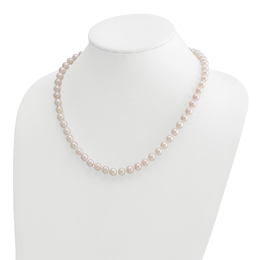 14k 7-8mm White Round Akoya Saltwater Cultured Pearl Necklace