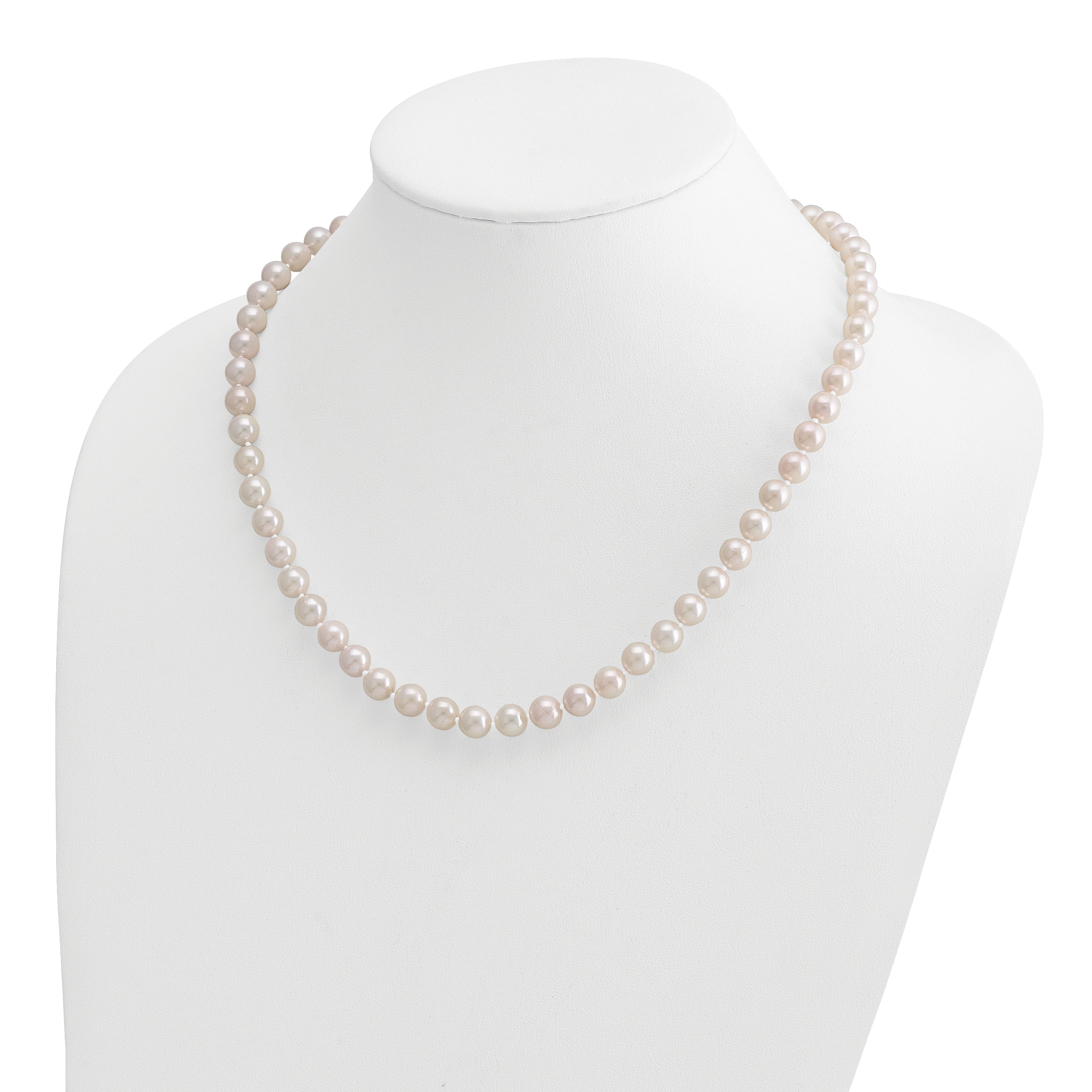 14k 7-8mm White Round Akoya Saltwater Cultured Pearl Necklace