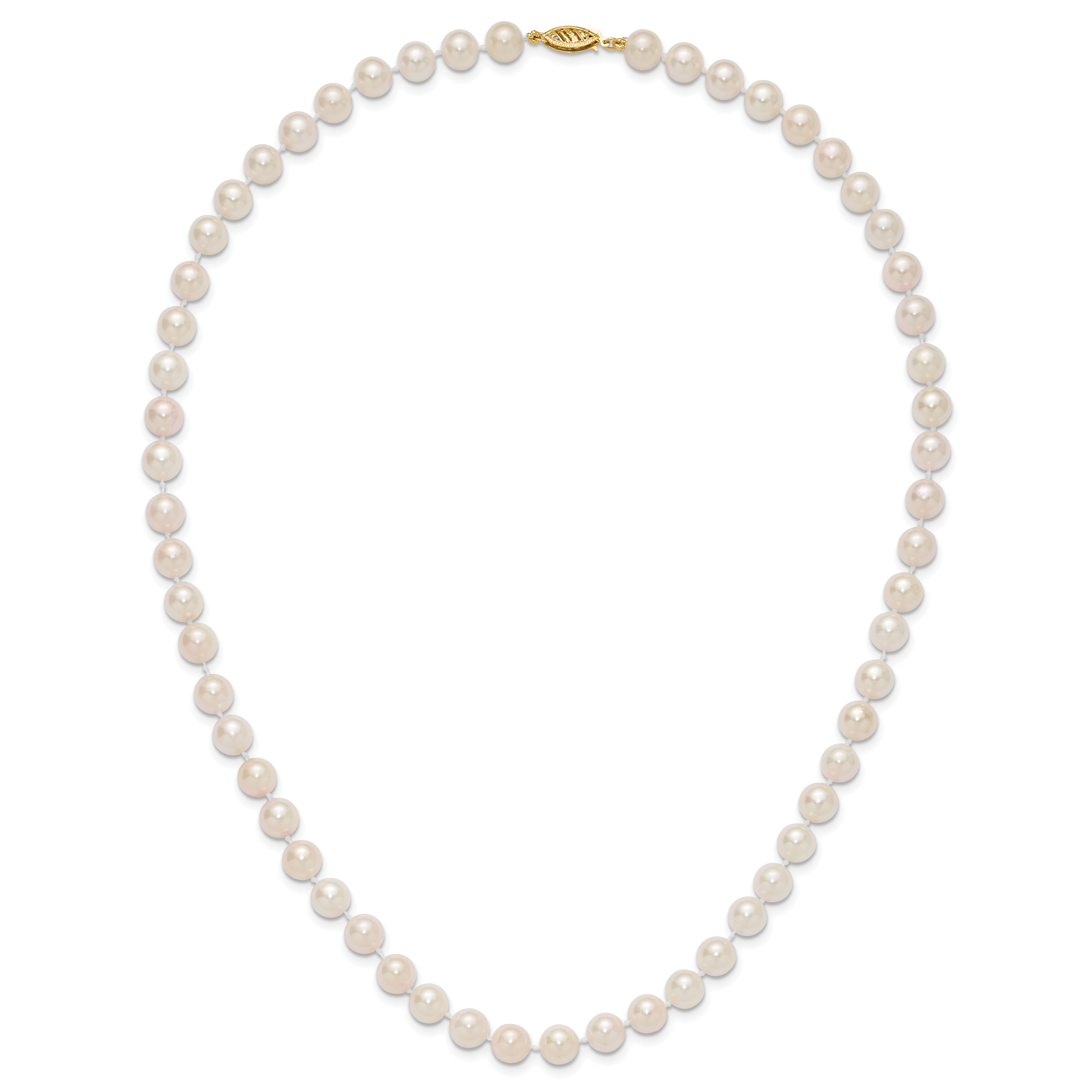 14k 7-8mm White Round Akoya Saltwater Cultured Pearl Necklace