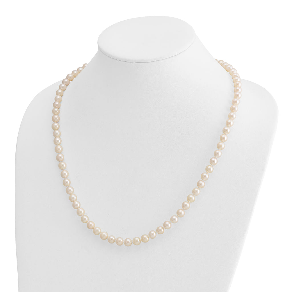 14k 7-8mm White Round Akoya Saltwater Cultured Pearl Necklace