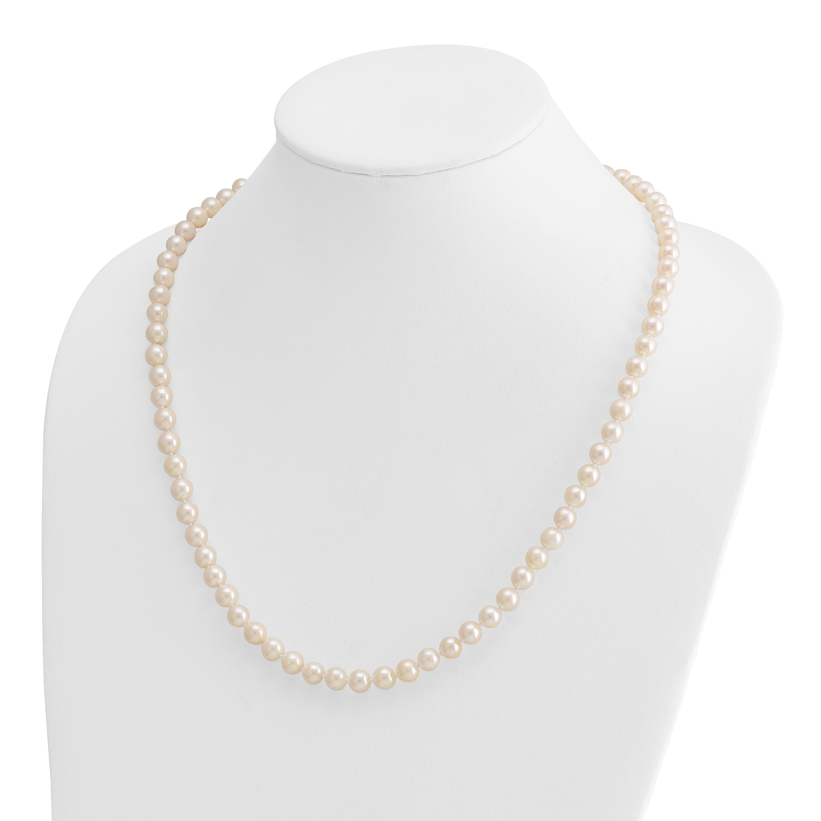 14k 7-8mm White Round Akoya Saltwater Cultured Pearl Necklace