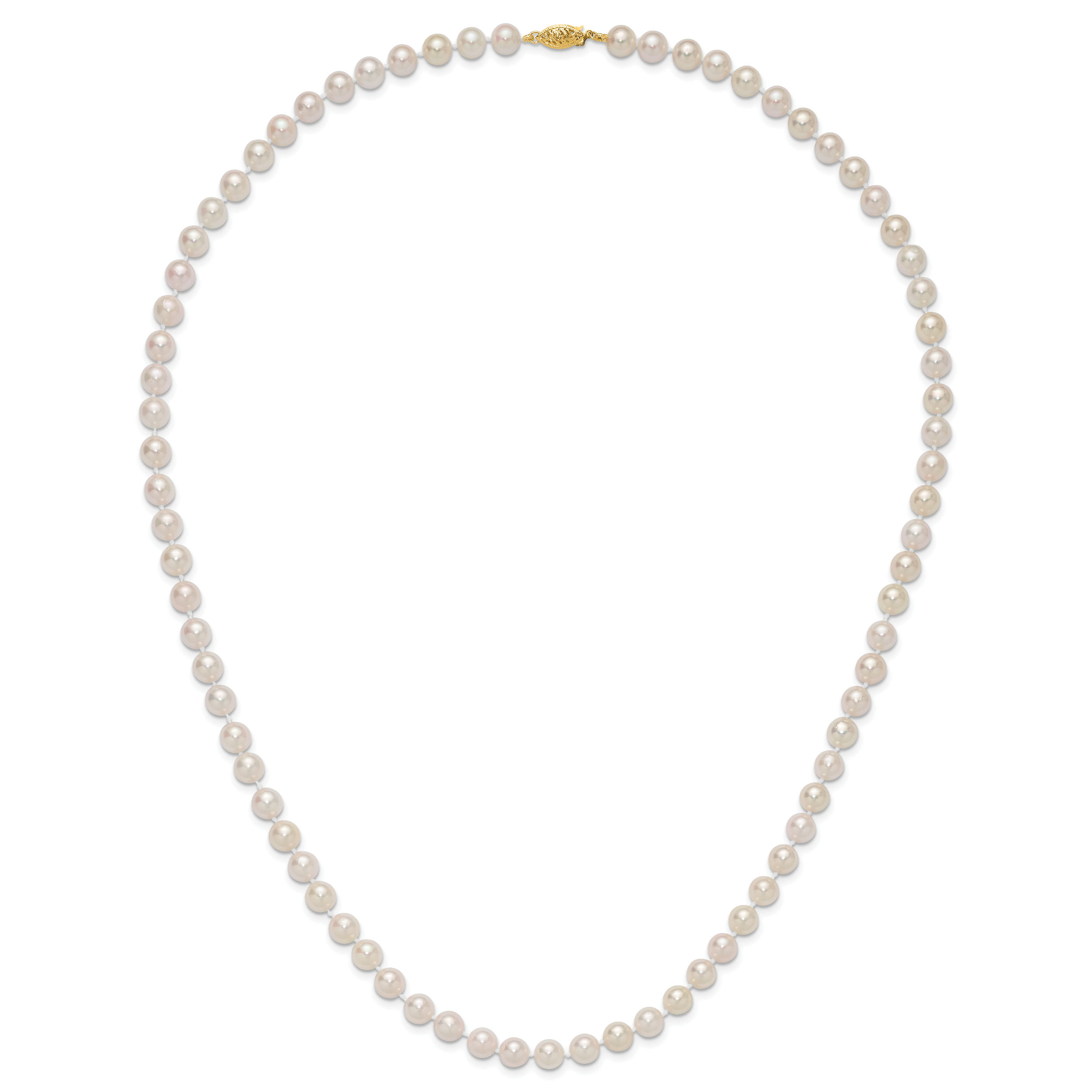 14k 7-8mm White Round Akoya Saltwater Cultured Pearl Necklace
