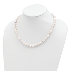 14k 8-9mm White Round Akoya Saltwater Cultured Pearl 18 inch Necklace