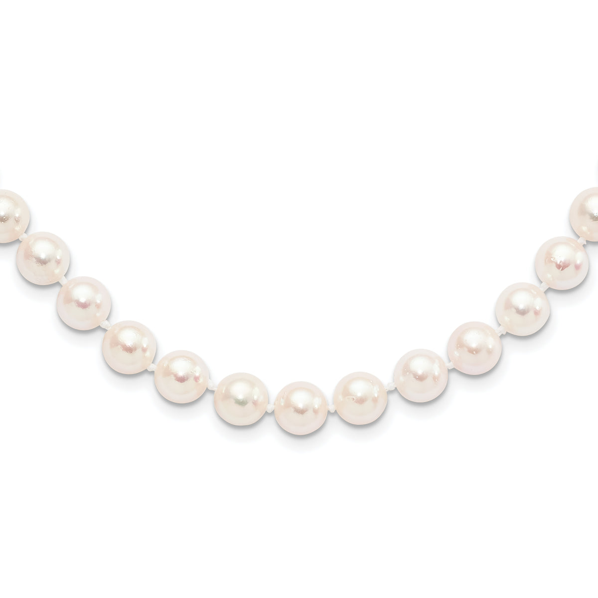 14k 8-9mm White Round Akoya Saltwater Cultured Pearl 18 inch Necklace
