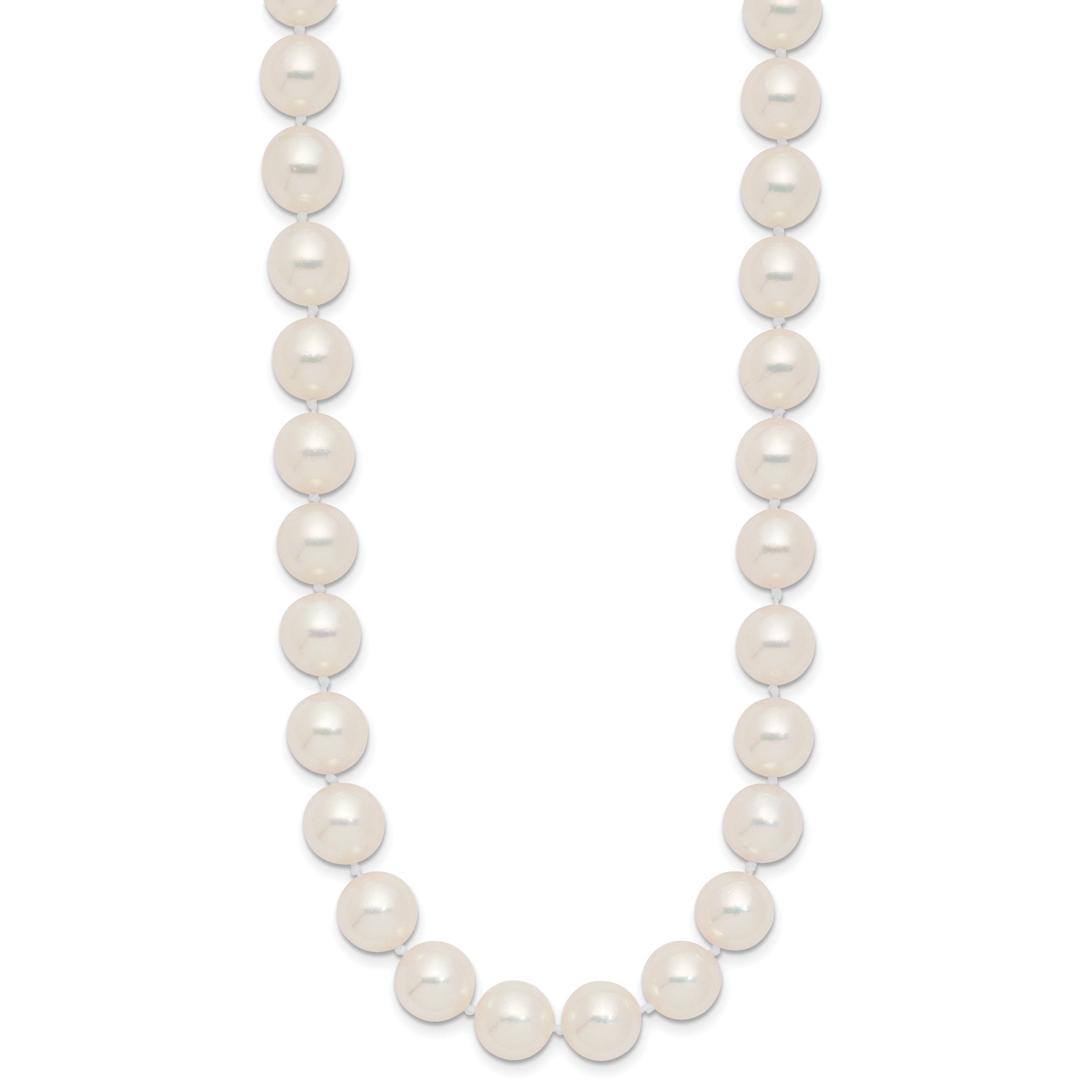 14k Polished 9-10mm Round White Akoya Saltwater Cultured Pearl 18 inch Necklace