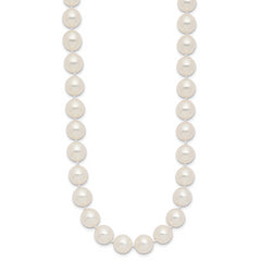 14k Polished 9-10mm Round White Akoya Saltwater Cultured Pearl 18 inch Necklace