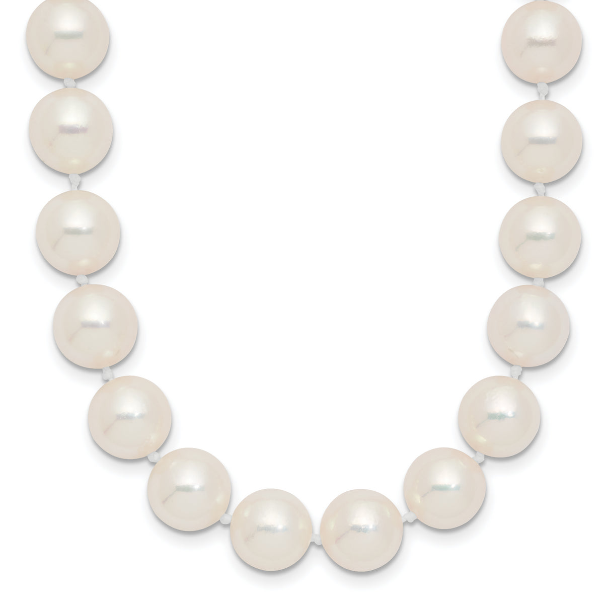 14k Polished 9-10mm Round White Akoya Saltwater Cultured Pearl 18 inch Necklace