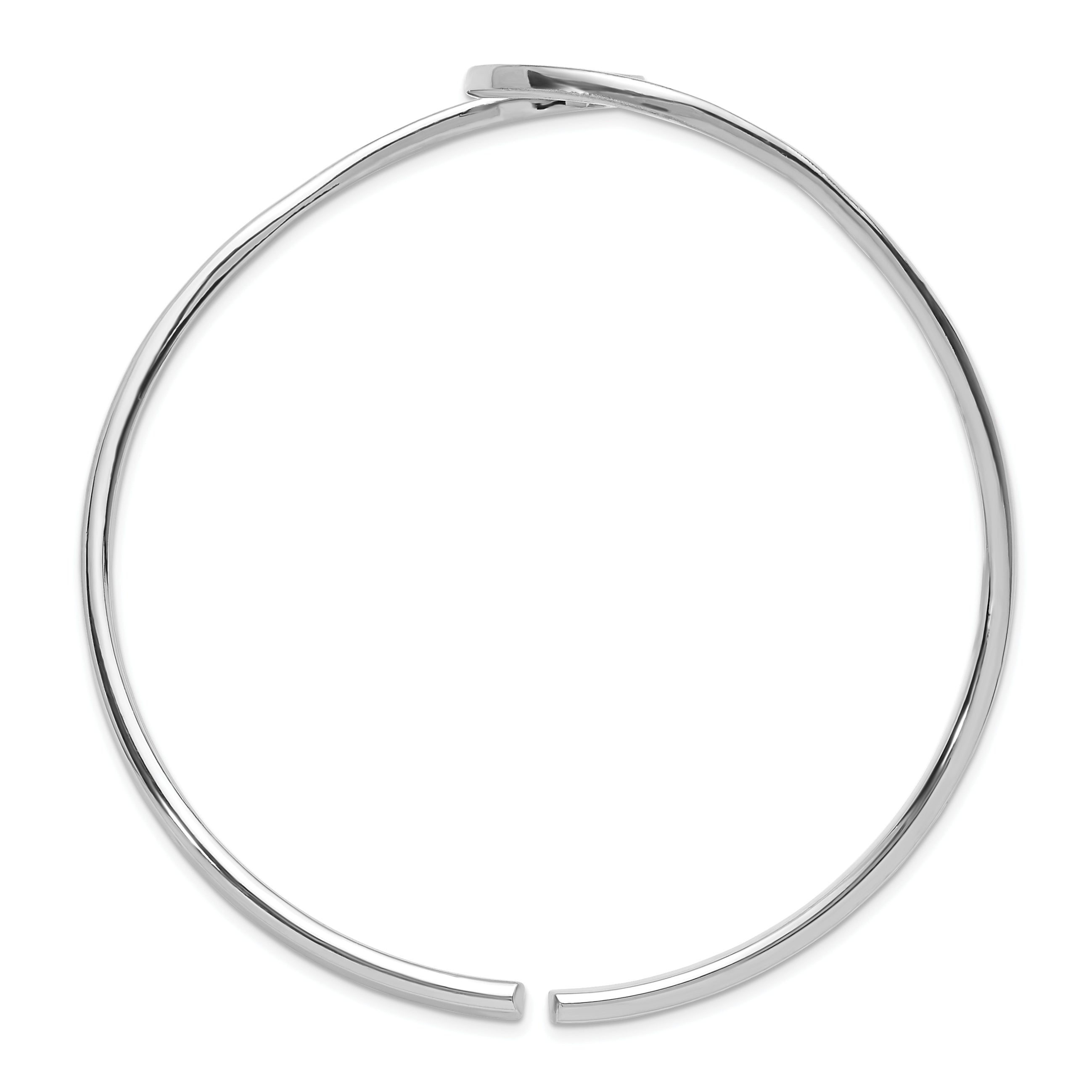 Sterling Silver Rhodium-plated Polished Wave Bangle Secondary image