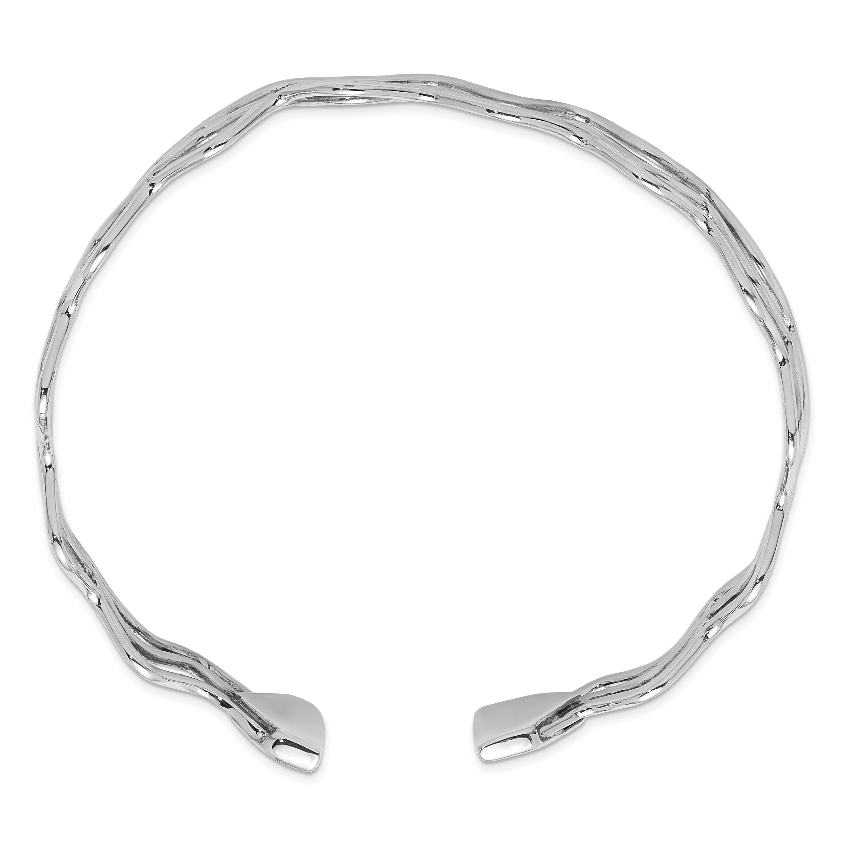 Sterling Silver Rhodium-plated Polished Multi Wave Bangle Secondary image