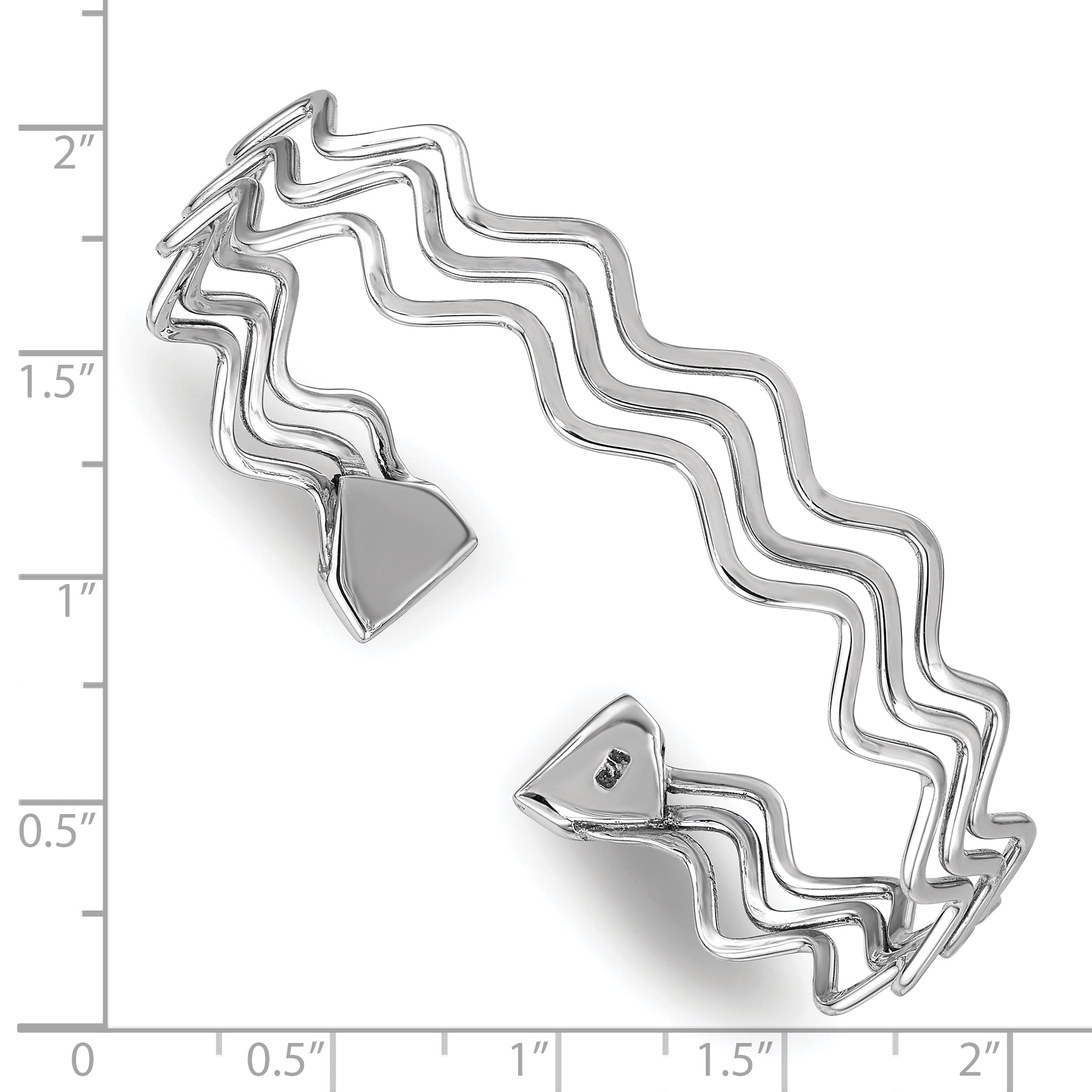 Sterling Silver Rhodium-plated Polished Multi Wave Bangle
