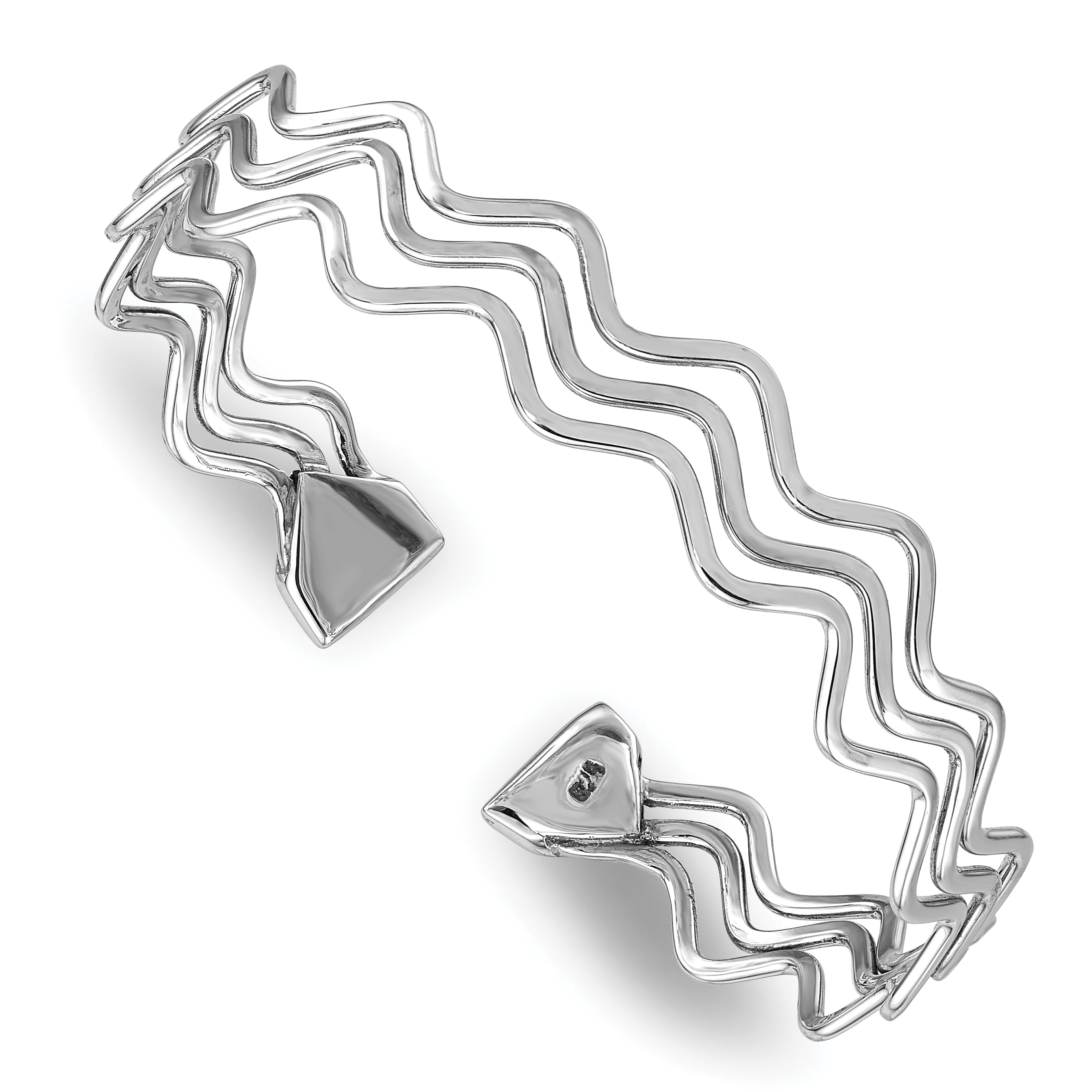 Sterling Silver Rhodium-plated Polished Multi Wave Bangle Main image