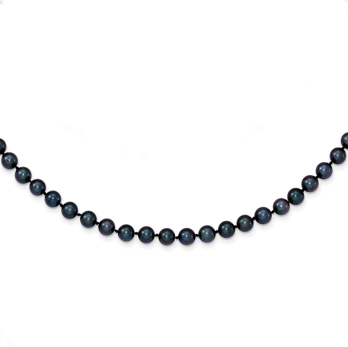 14k White Gold 5-6mm Black Round Akoya Saltwater Cultured Pearl 16 inch Necklace - Sophia Jewelers Main image