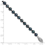 14k White Gold 5-6mm Black Round Akoya Saltwater Cultured Pearl 7 inch Bracelet