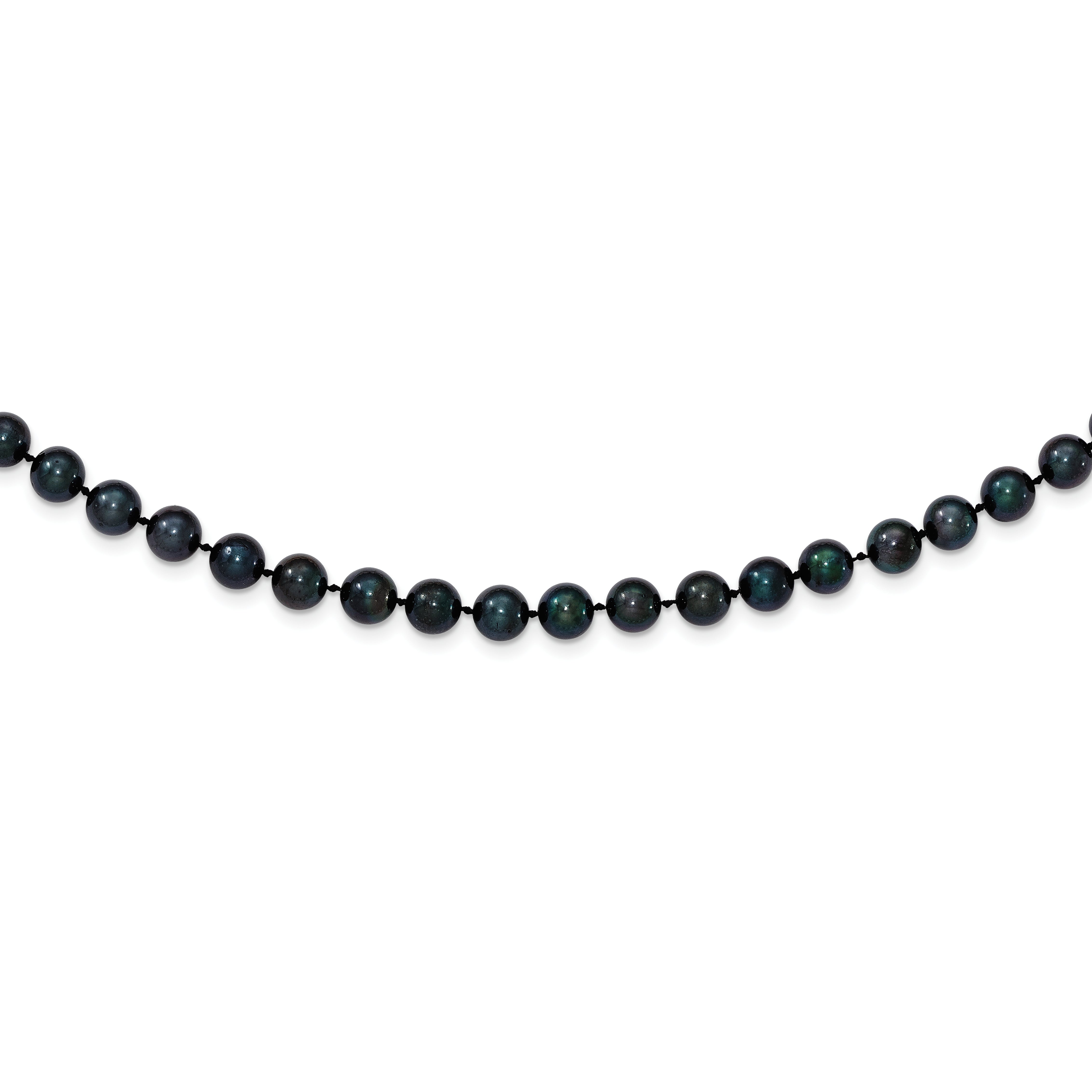 14k White Gold 6-7mm Black Round Akoya Saltwater Cultured Pearl 24 inch Necklace