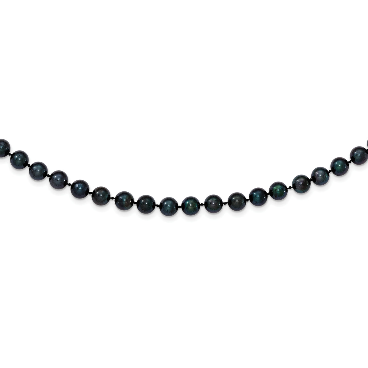 14k White Gold 6-7mm Black Round Akoya Saltwater Cultured Pearl 24 inch Necklace