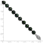 14k White Gold 6-7mm Black Round Akoya Saltwater Cultured Pearl 7 inch Bracelet