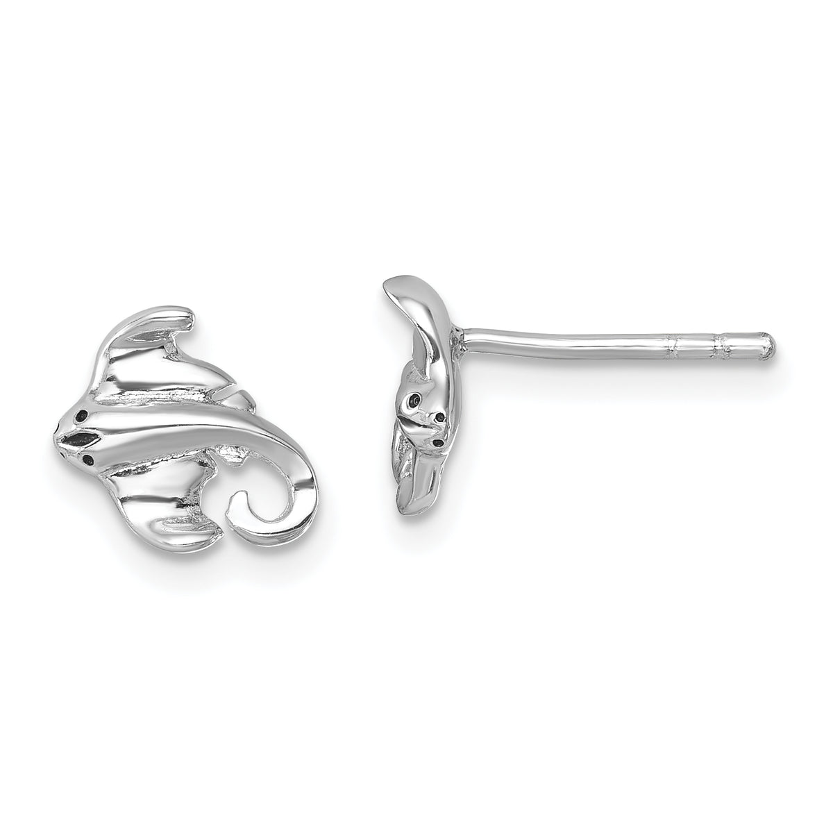 Sterling Silver Rhodium-plated Polished Cownose Stingray Post Earrings