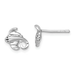 Sterling Silver Rhodium-plated Polished Cownose Stingray Post Earrings