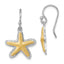 Sterling Silver Rhodium-plated Polished Gold-tone Star Fish Dangle Earrings