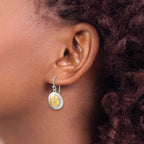 Sterling Silver Rhodium-plated Gold-tone Textured Sand Dollar Dangle Earrin