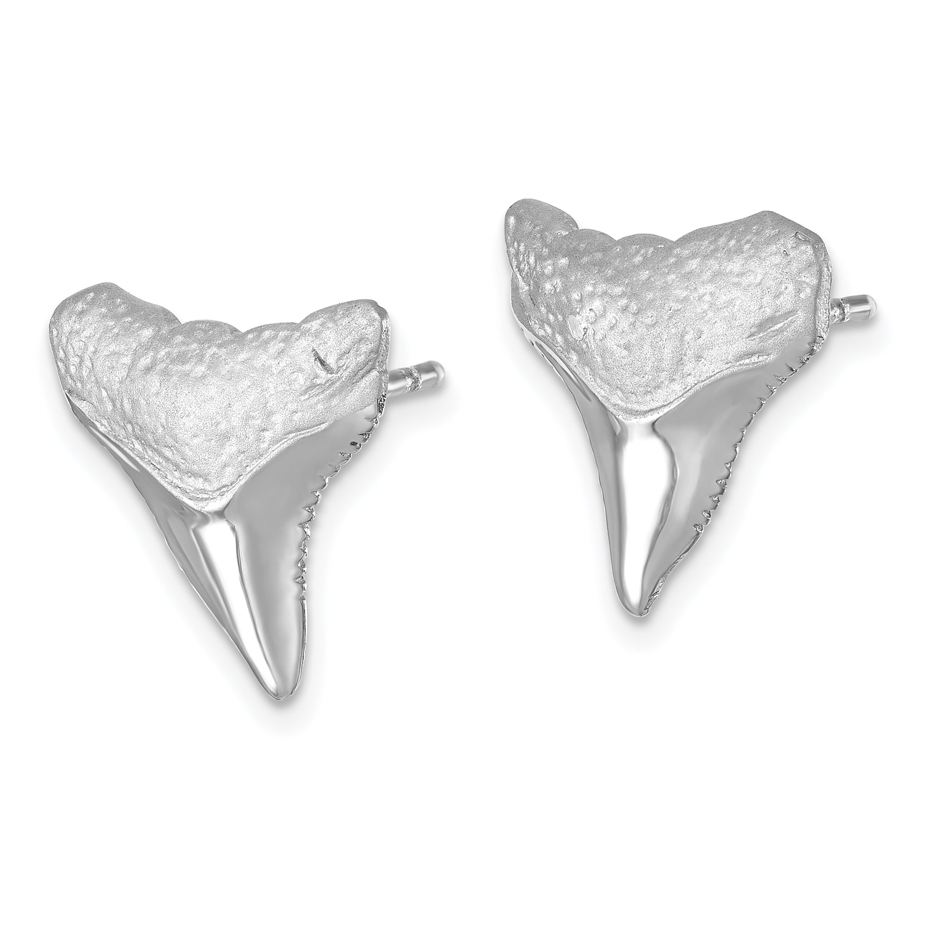 Sterling Silver Rhodium-Plated Polished Bull Shark Post Earrings Secondary image