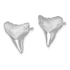 Sterling Silver Rhodium-Plated Polished Bull Shark Post Earrings