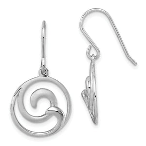 Double Wave Dangle Earrings in Sterling Silver, Brushed & Polished - Sophia Jewelers