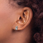 Sterling Silver Rhodium-plated Polished Enamel Penguin Post Earrings
