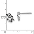 Sterling Silver Rhodium-plated Polished Enamel Penguin Post Earrings