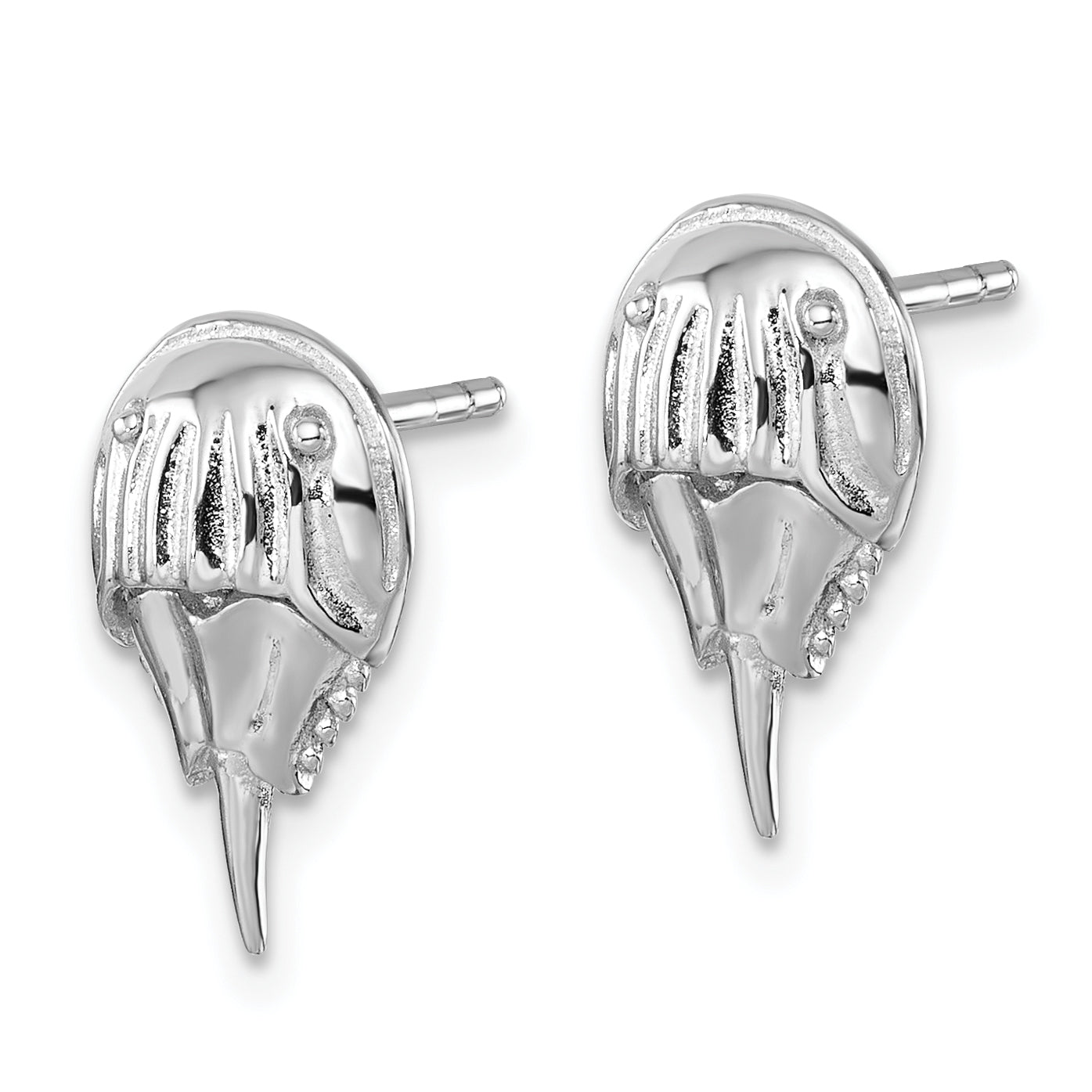 Sterling Silver Rhodium-plated Polished Horseshoe Crab Post Earrings Secondary image
